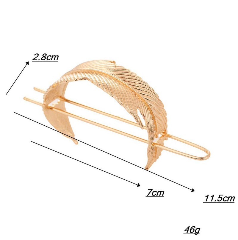 Suoirblss Vintage Leaf Hair Stick Alloy Feather Hair Cuff Bun Women Minimalist Bun Holder Cage Hair Stick Wedding Hair Accessories (Gold) - Image 2